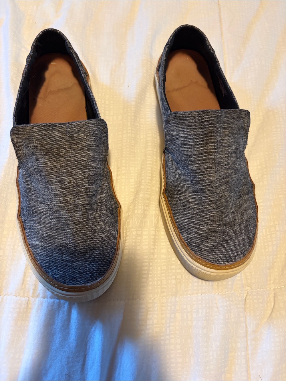 Toms Women’s Slip-On Loafers in Heather Gray with Tan Trim